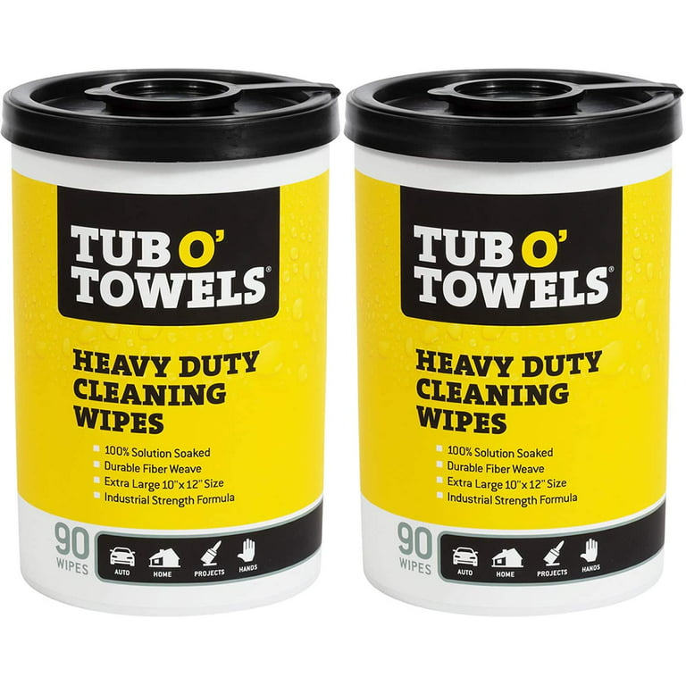 Tub O Towels TW90-2 Heavy-Duty Multi-Surface Cleaning Wipes, Citrus, 10 X  12 Inch, 2 Count